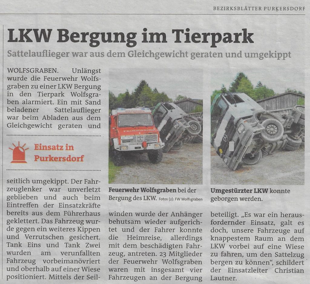 LKW Bergung im Tierpark