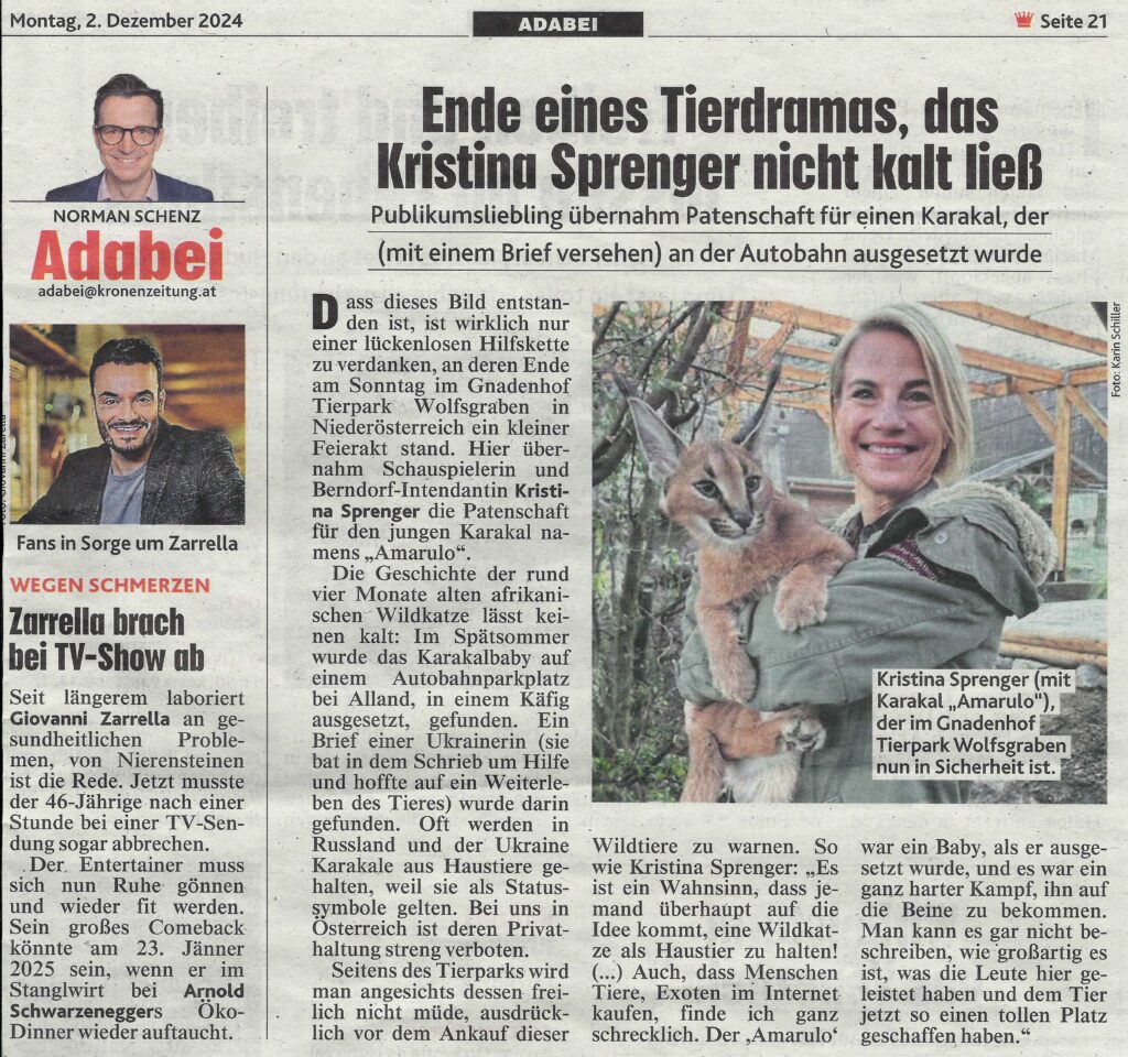 Ende eines Tierdramas, das Kristina Sprenger nicht kalt ließ